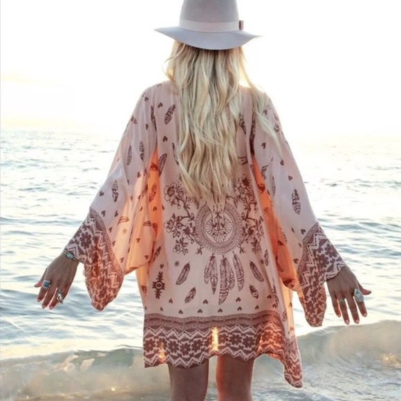 SPELL SPELL & THE GYPSY Feather Robe Kimono NWOT - Picture 2 of 6